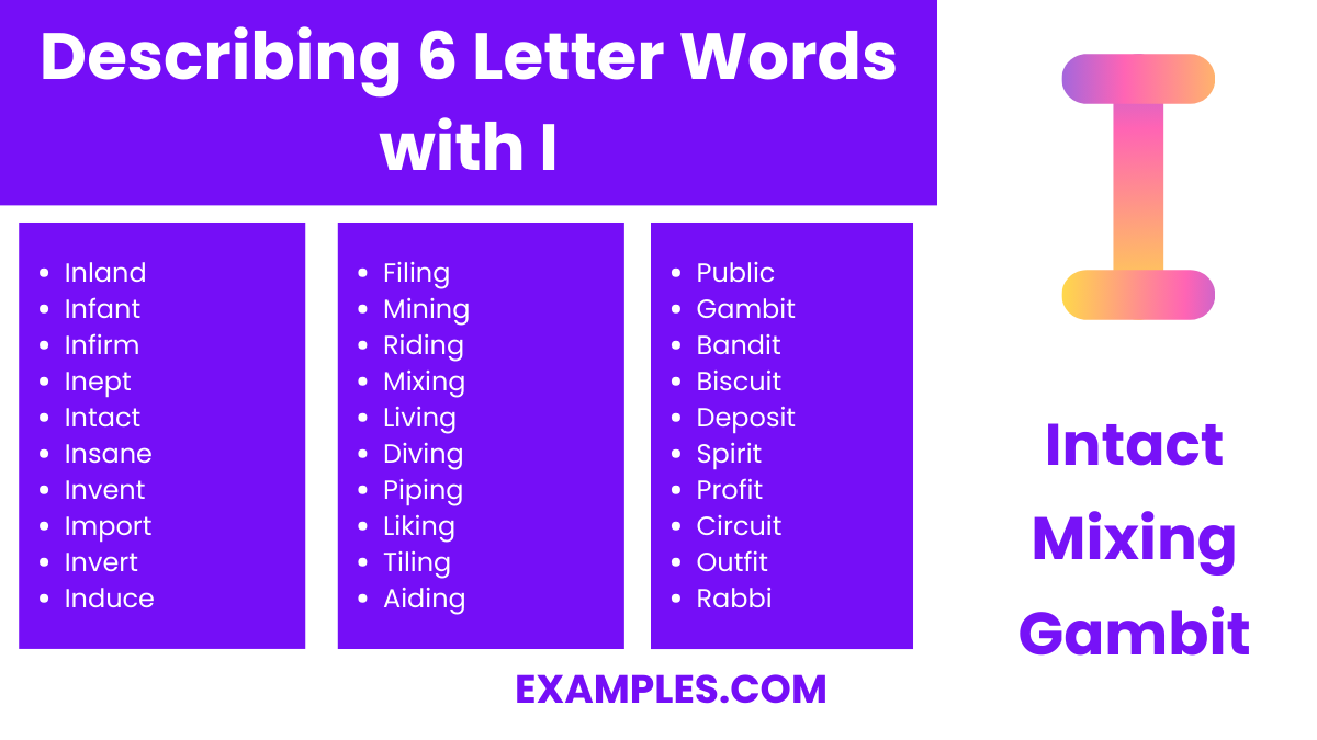 describing 6 letter words with i