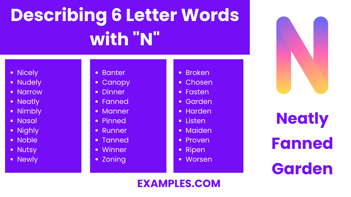 describing 6 letter words with n
