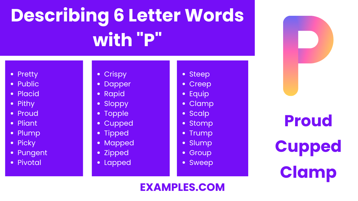describing 6 letter words with p