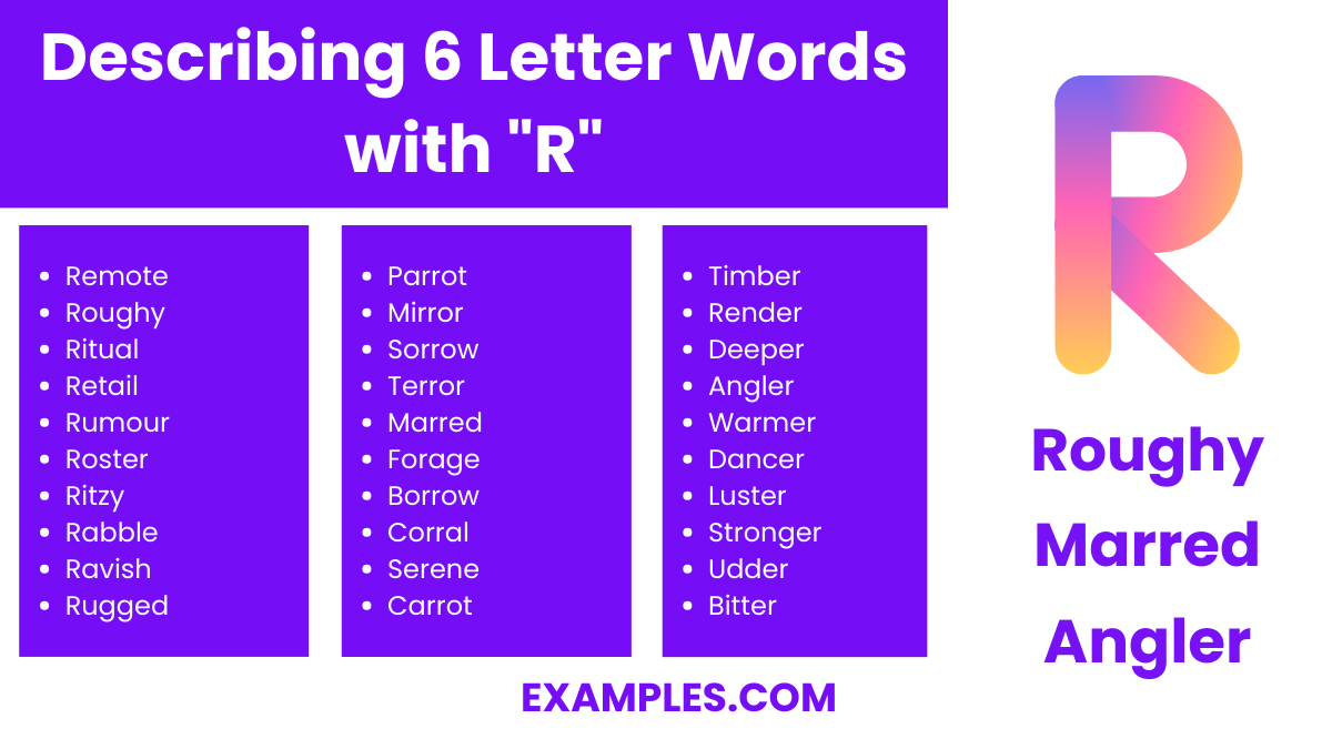 describing 6 letter words with r