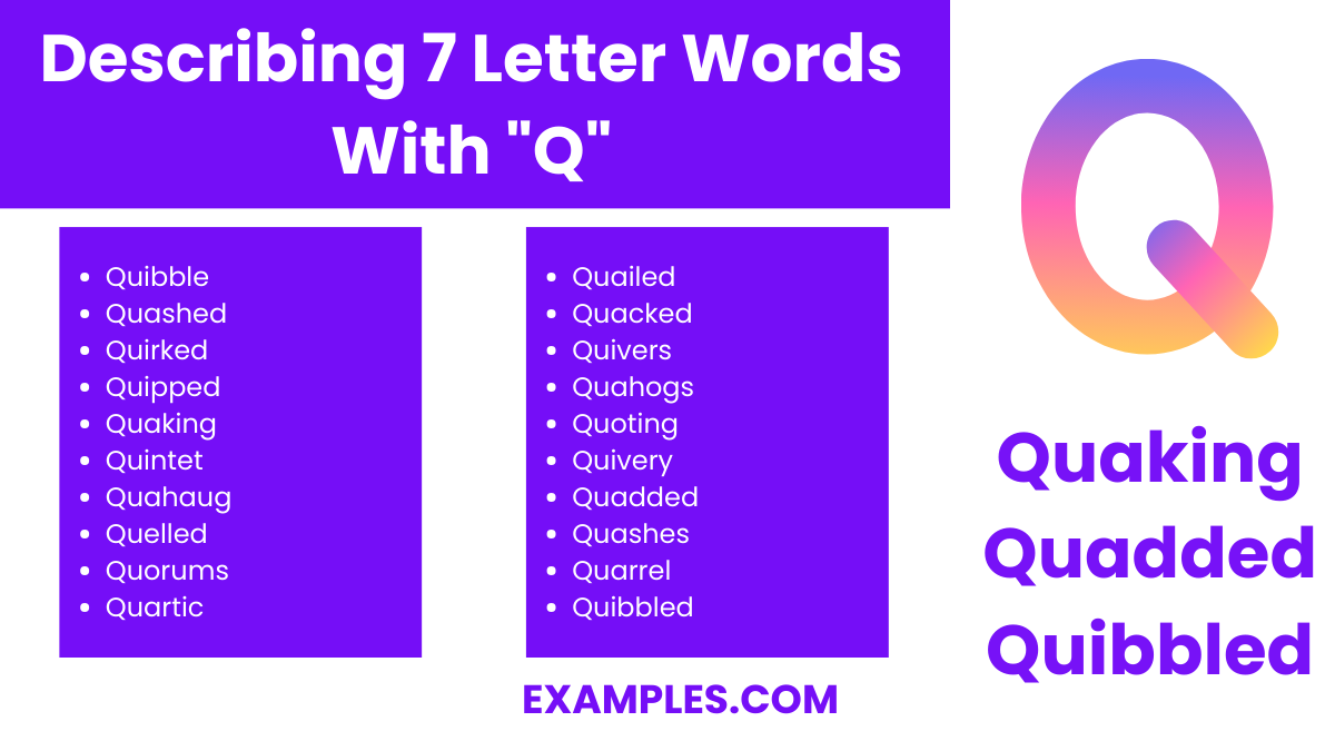 describing 7 letter words with q