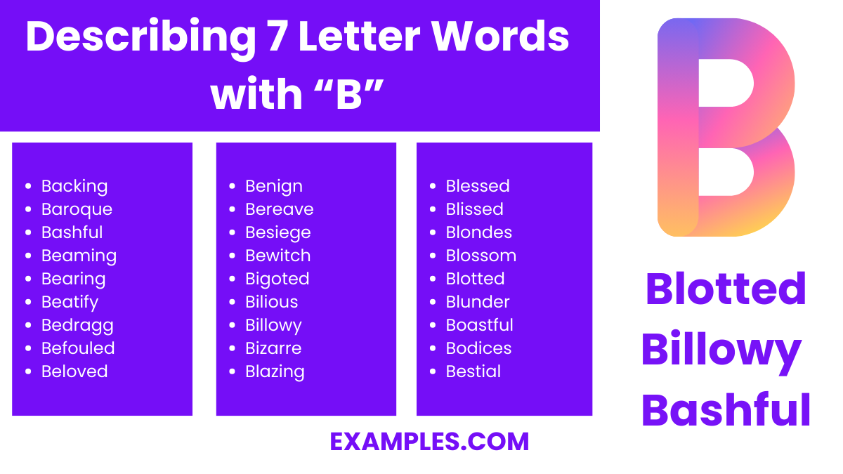 describing 7 letter words with b