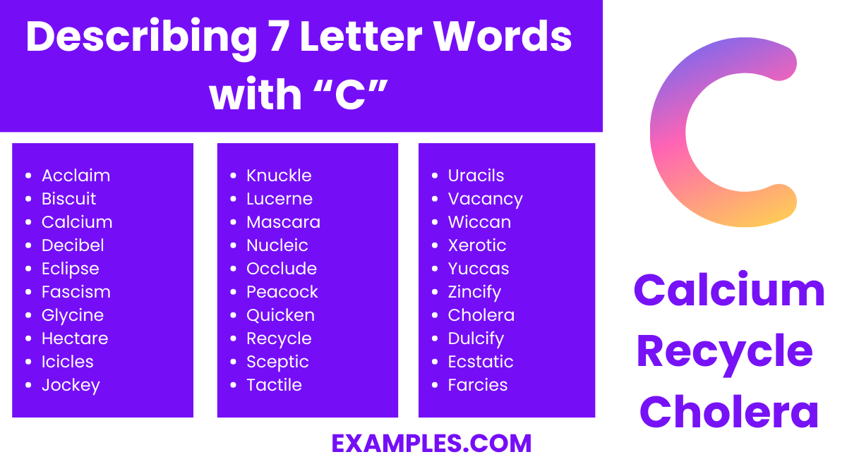 describing 7 letter words with c