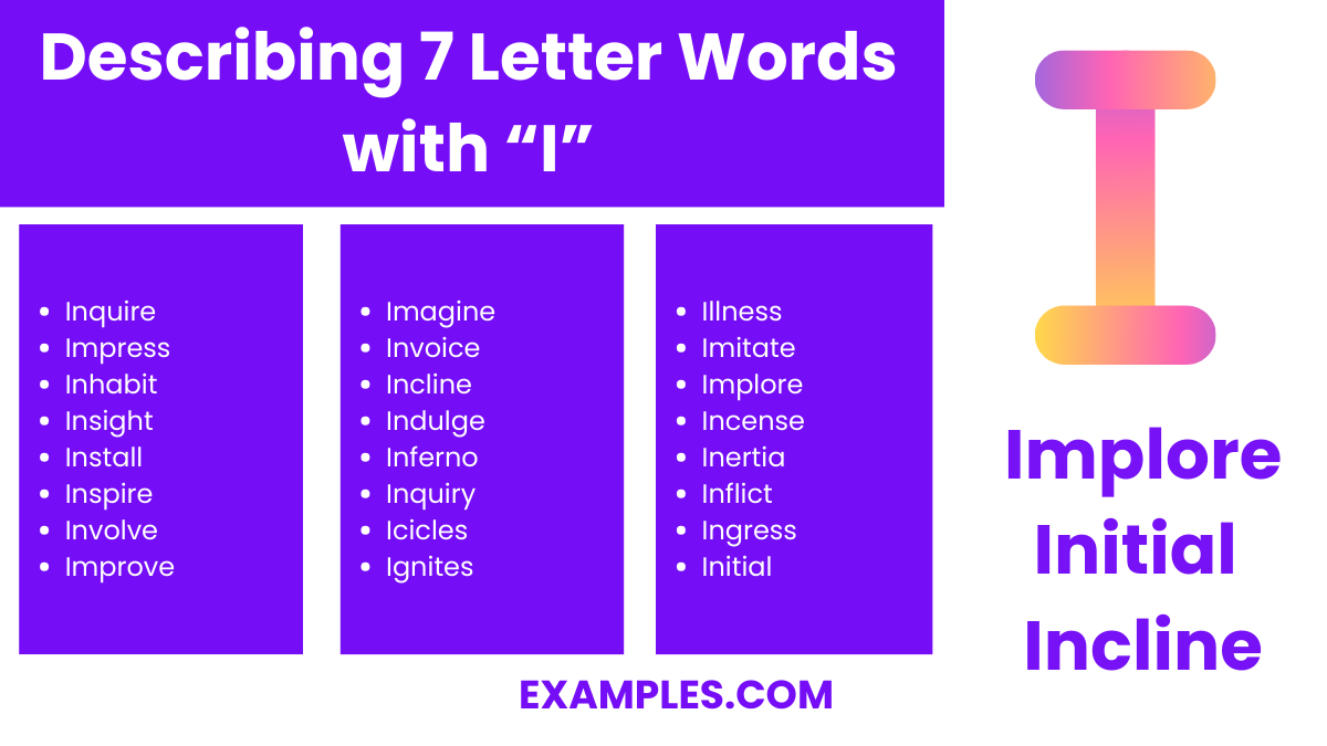 describing 7 letter words with i