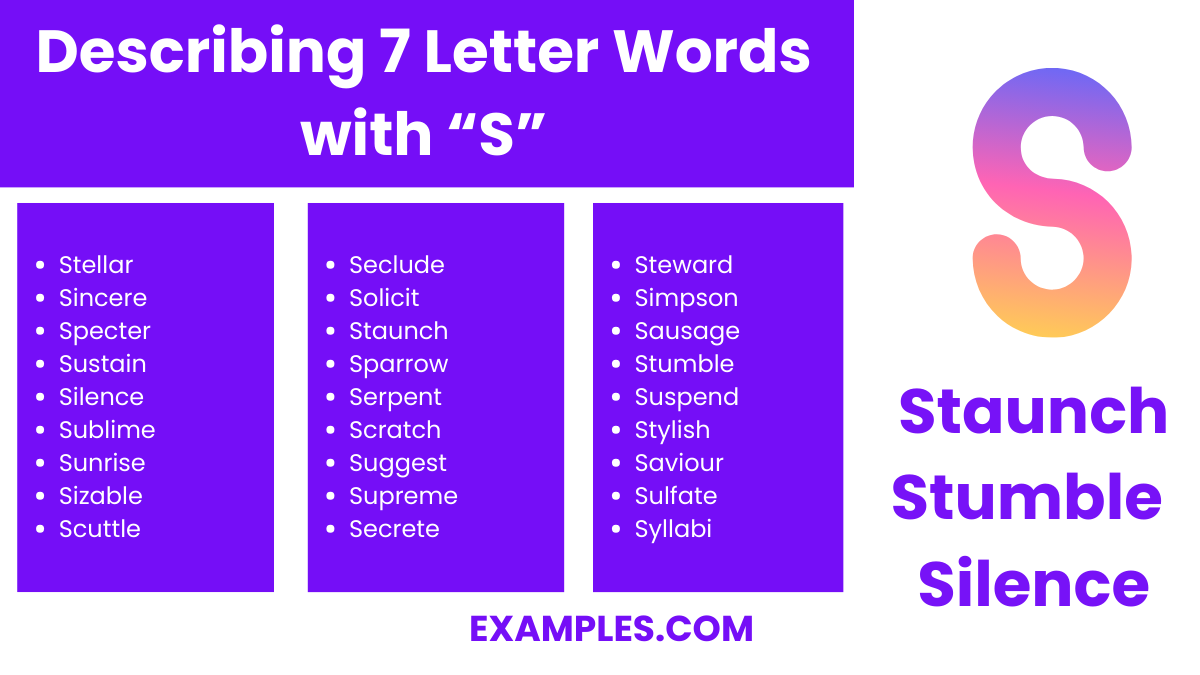 describing 7 letter words with s