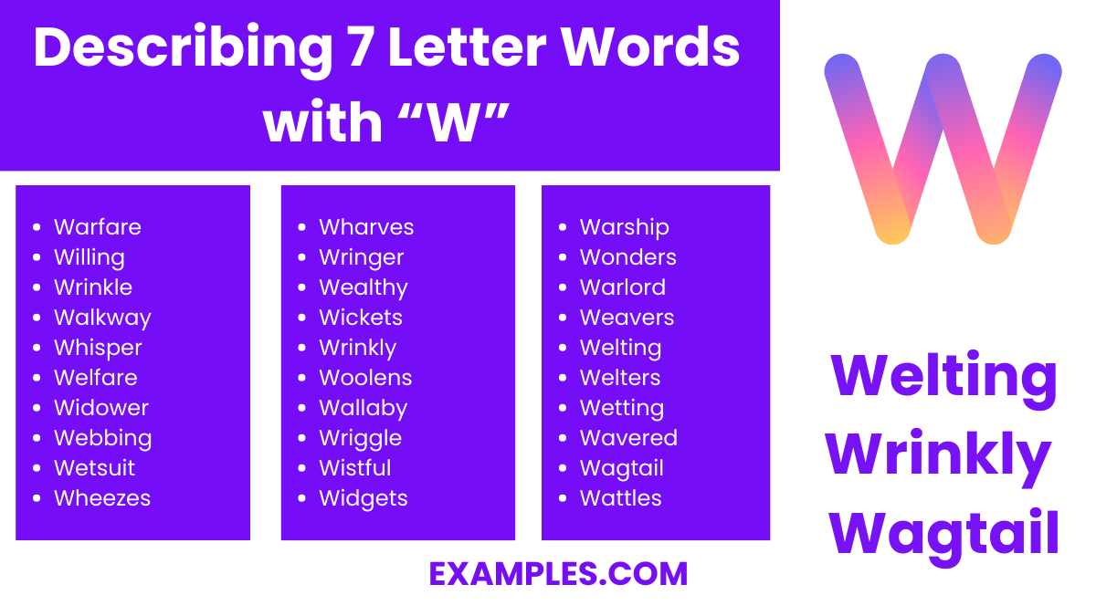 describing 7 letter words with w