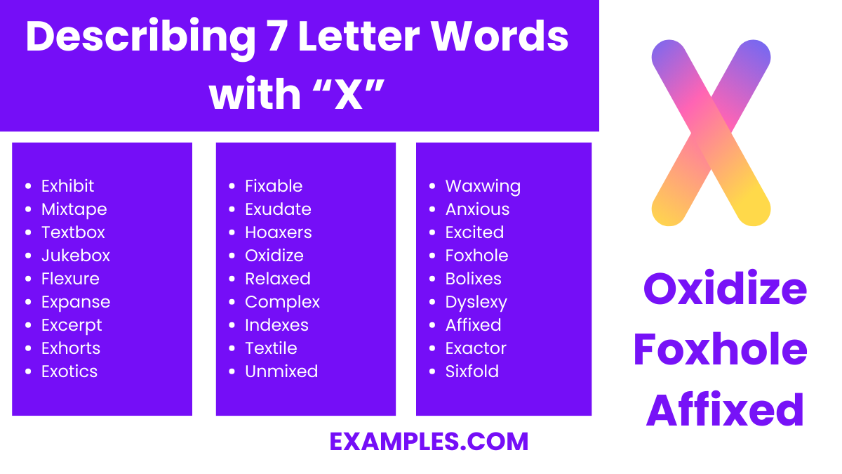 describing 7 letter words with x