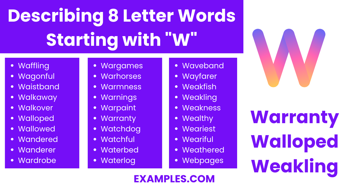 describing 8 letter words starting with w