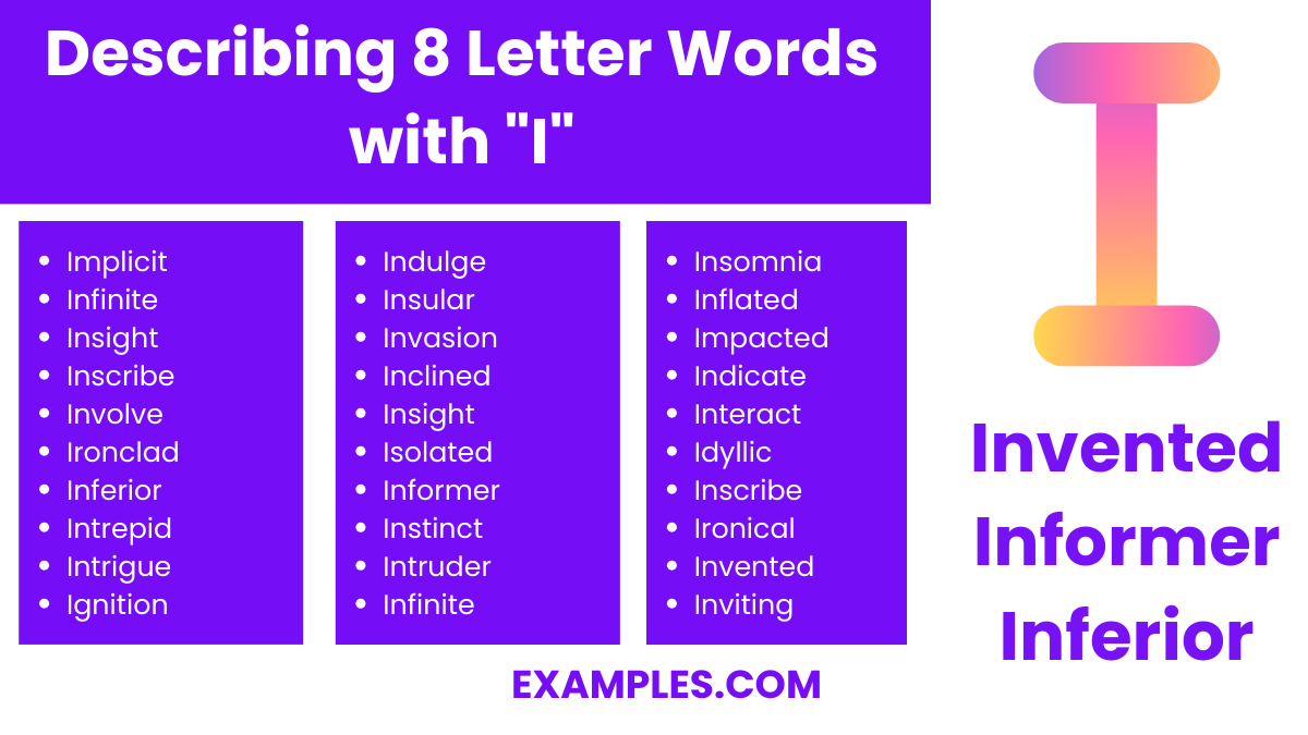 describing 8 letter words with i