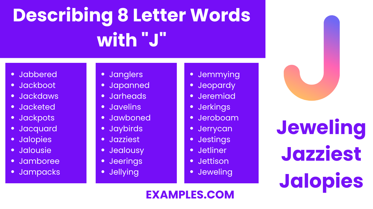 describing 8 letter words with j