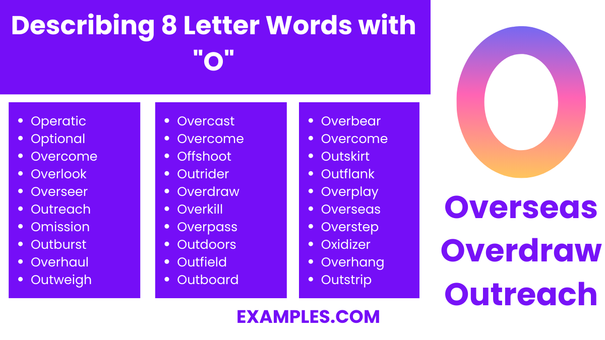 describing 8 letter words with o