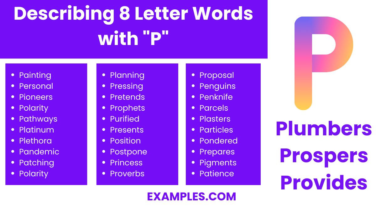 describing 8 letter words with p