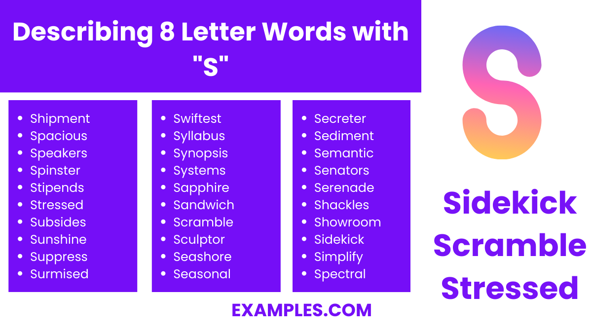describing 8 letter words with s