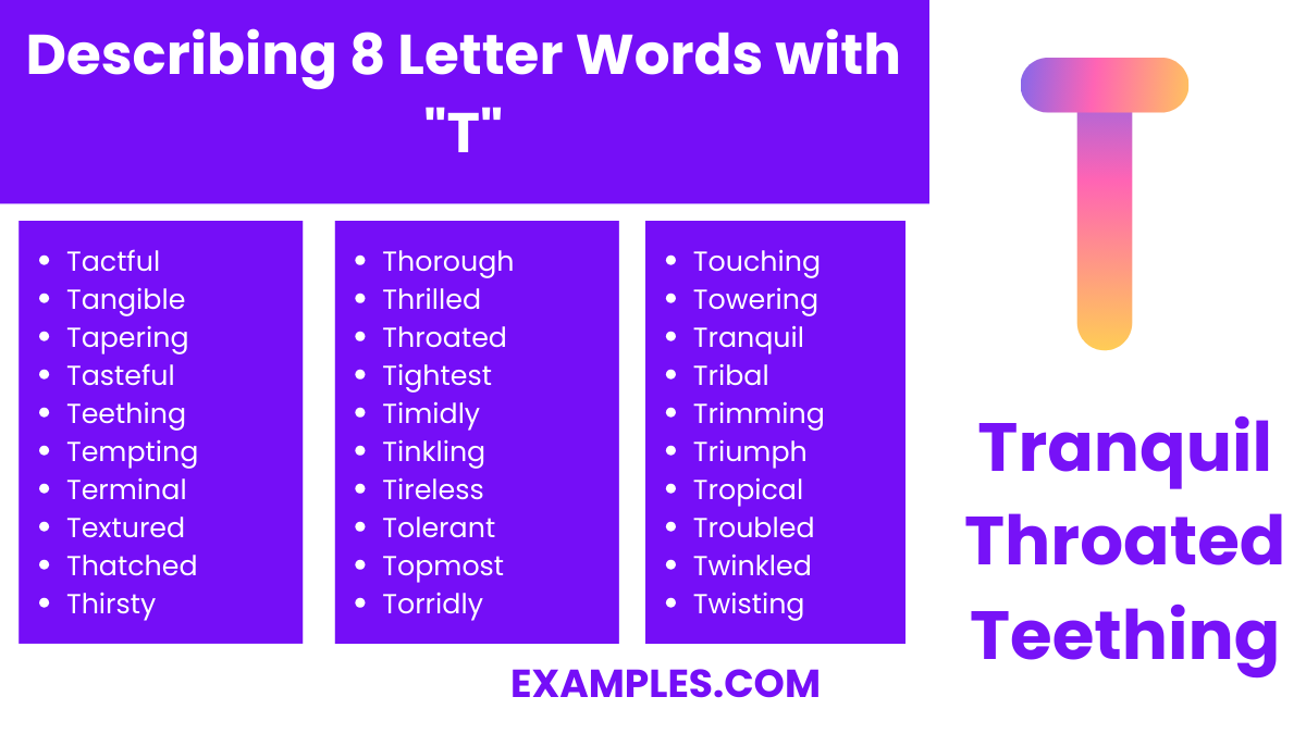 describing 8 letter words with t