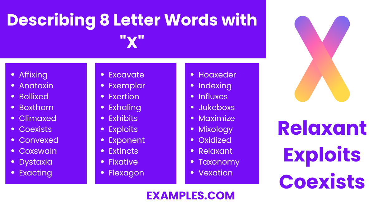 describing 8 letter words with x