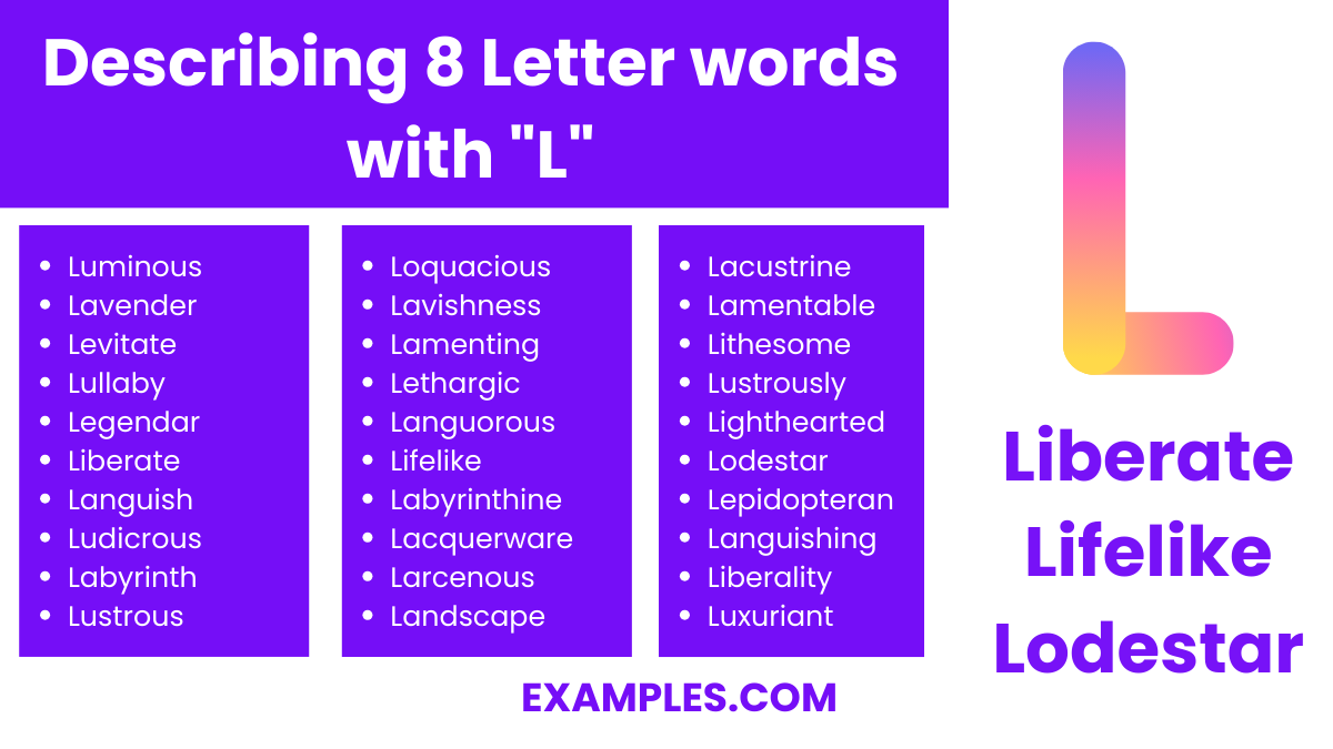 describing 8 letter words with l