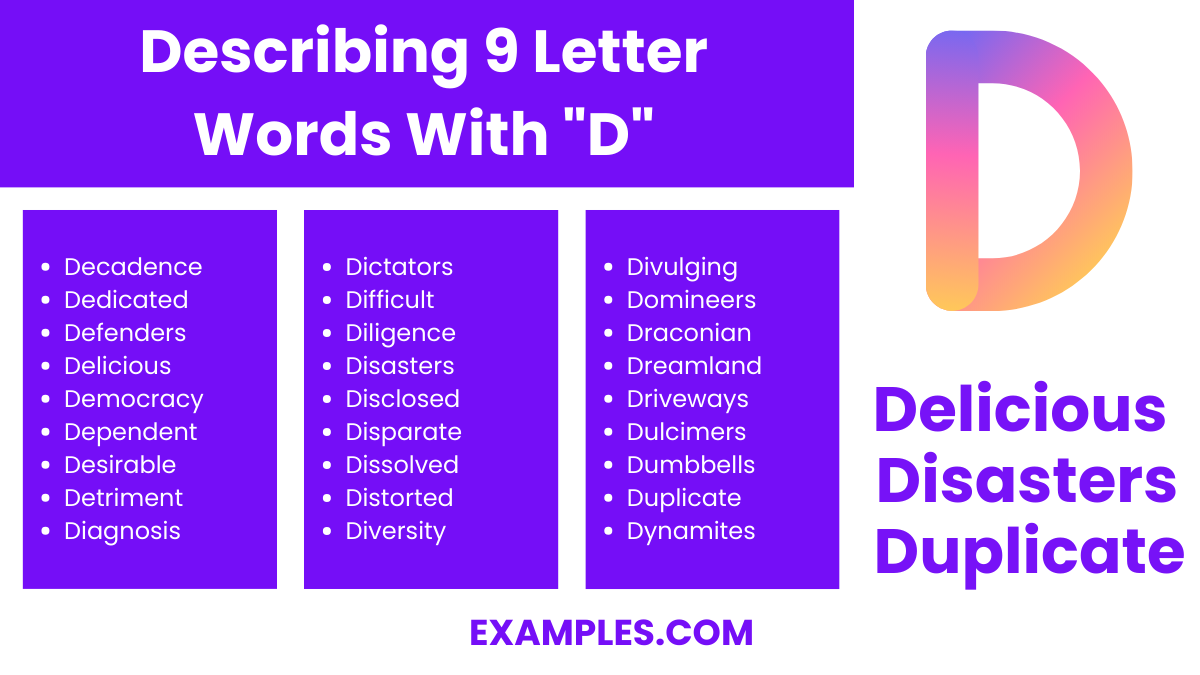 describing 9 letter words with d