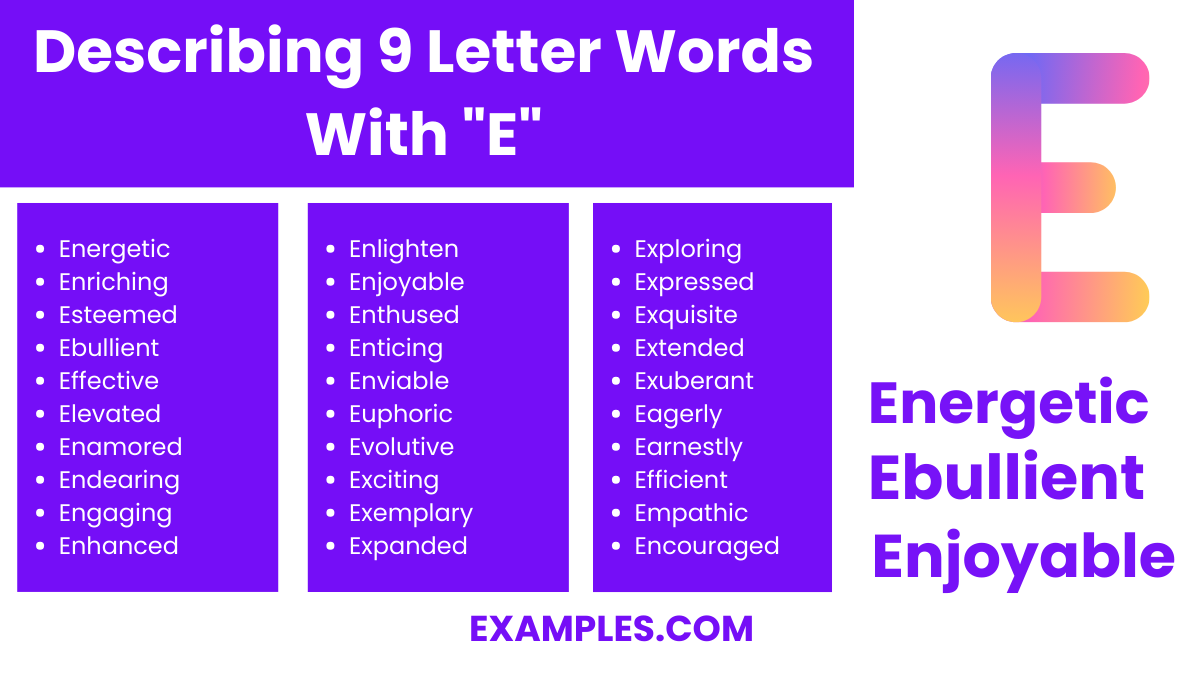 describing 9 letter words with e 1