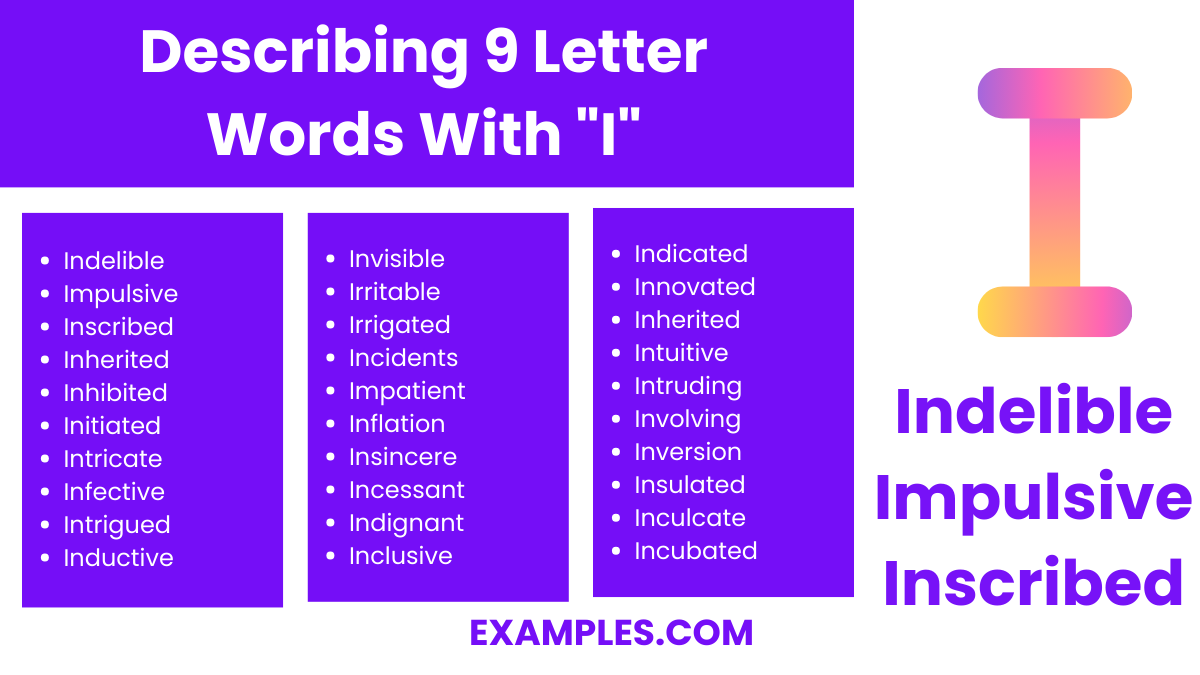 describing 9 letter words with i