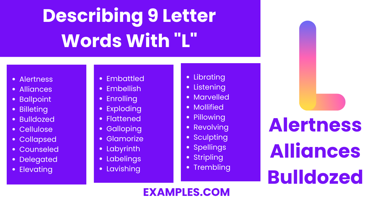describing 9 letter words with l