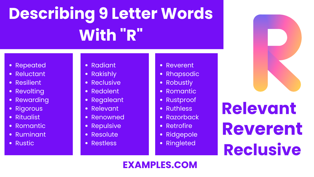 describing 9 letter words with r