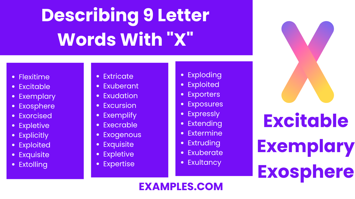 describing 9 letter words with x