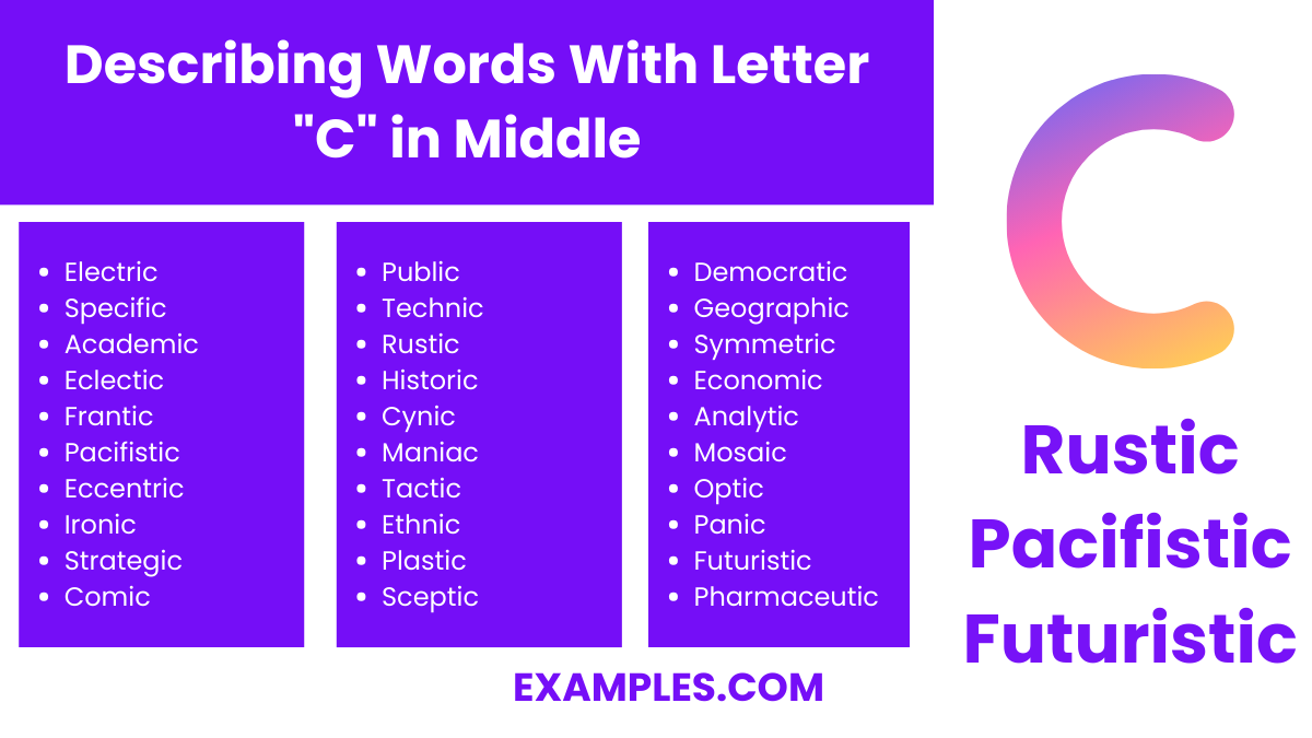 describing words with letter c in middle