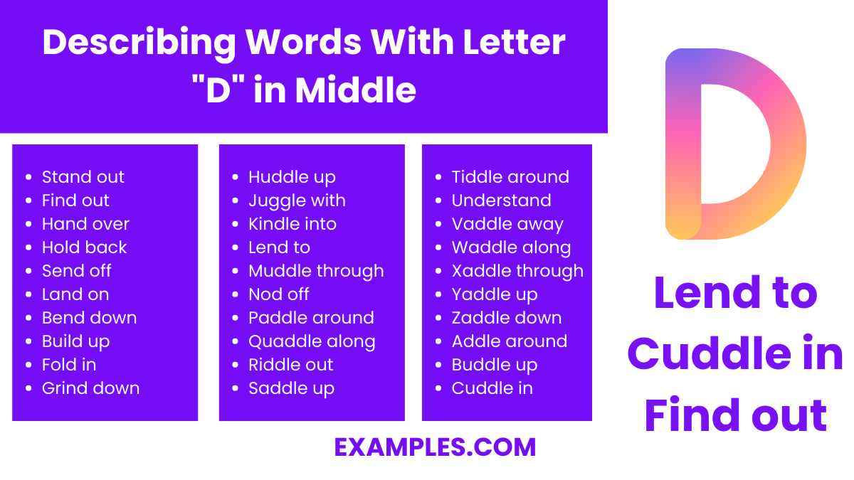 describing words with letter d in middle