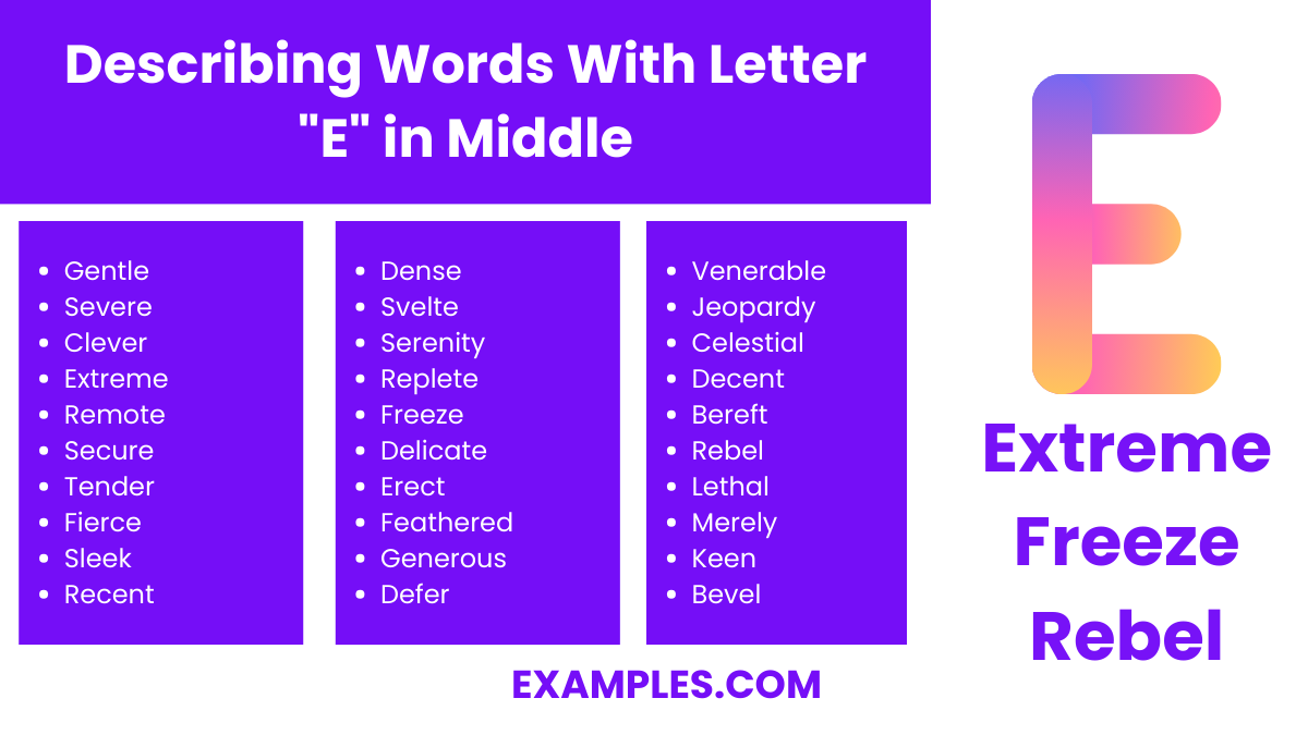 describing words with letter e in middle