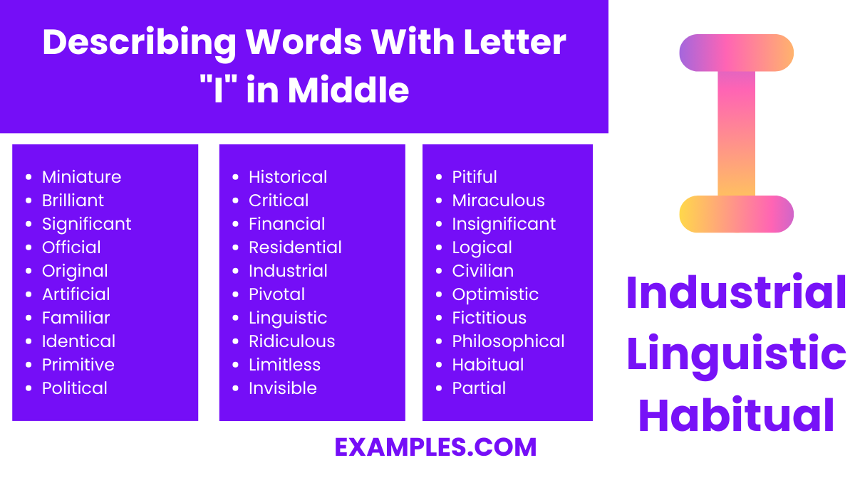 describing words with letter i in middle