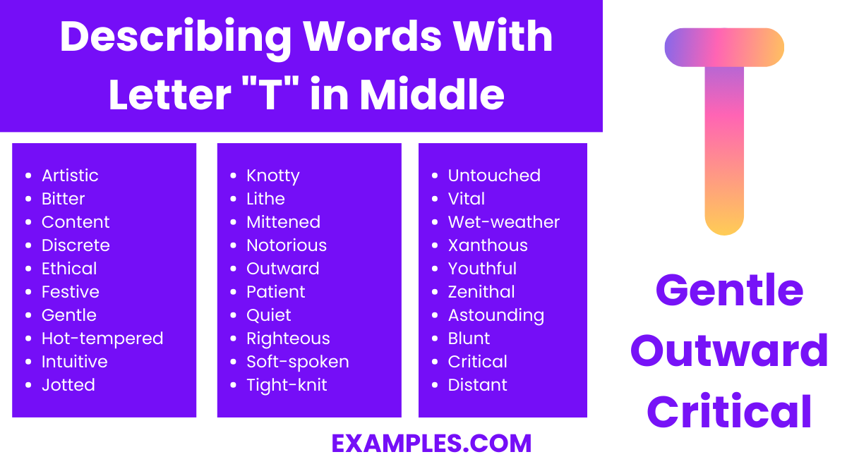 describing words with letter t in middle