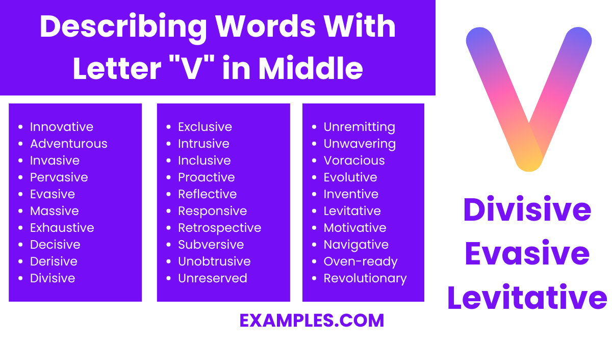 describing words with letter v in middle