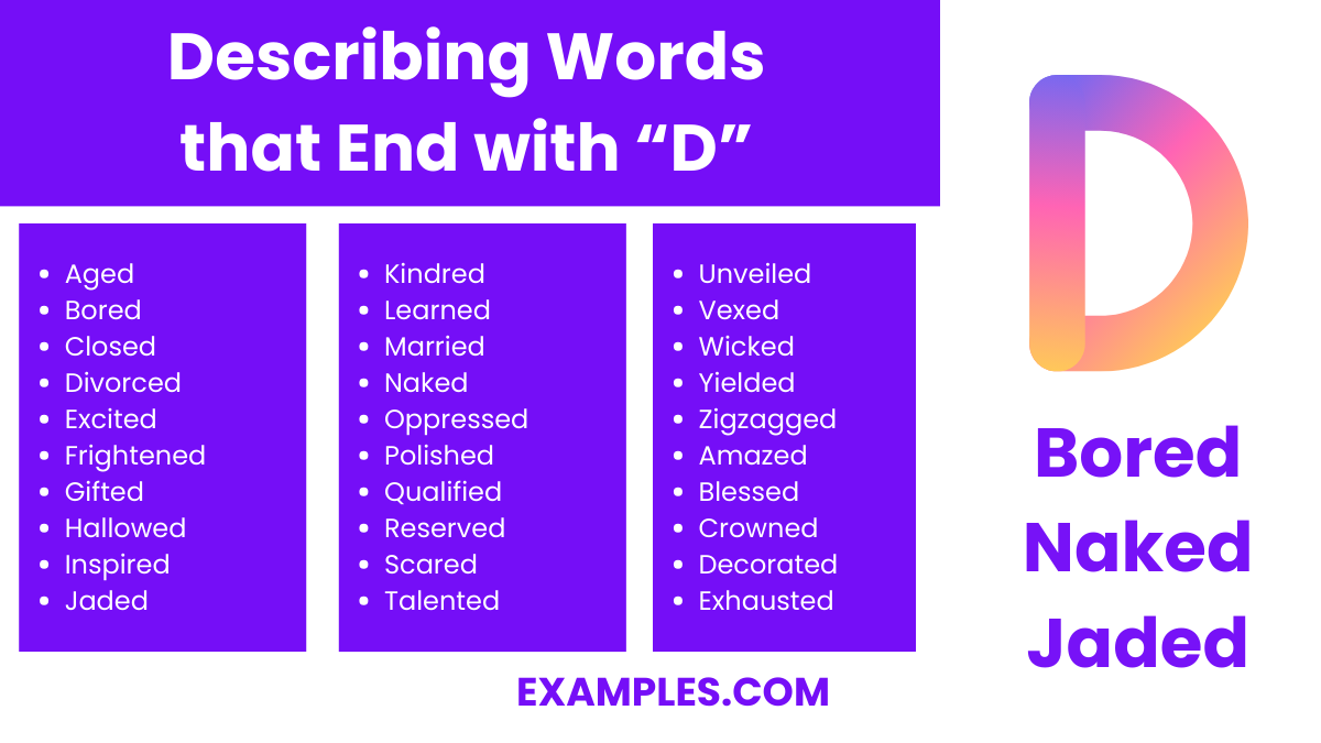 describing words that end with d
