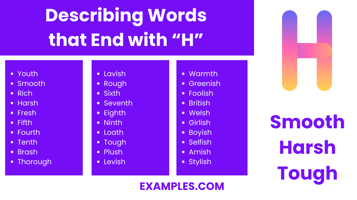 describing words that end with h