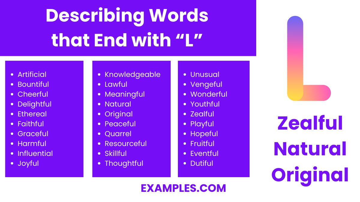 describing words that end with l