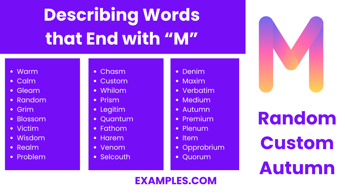 describing words that end with m