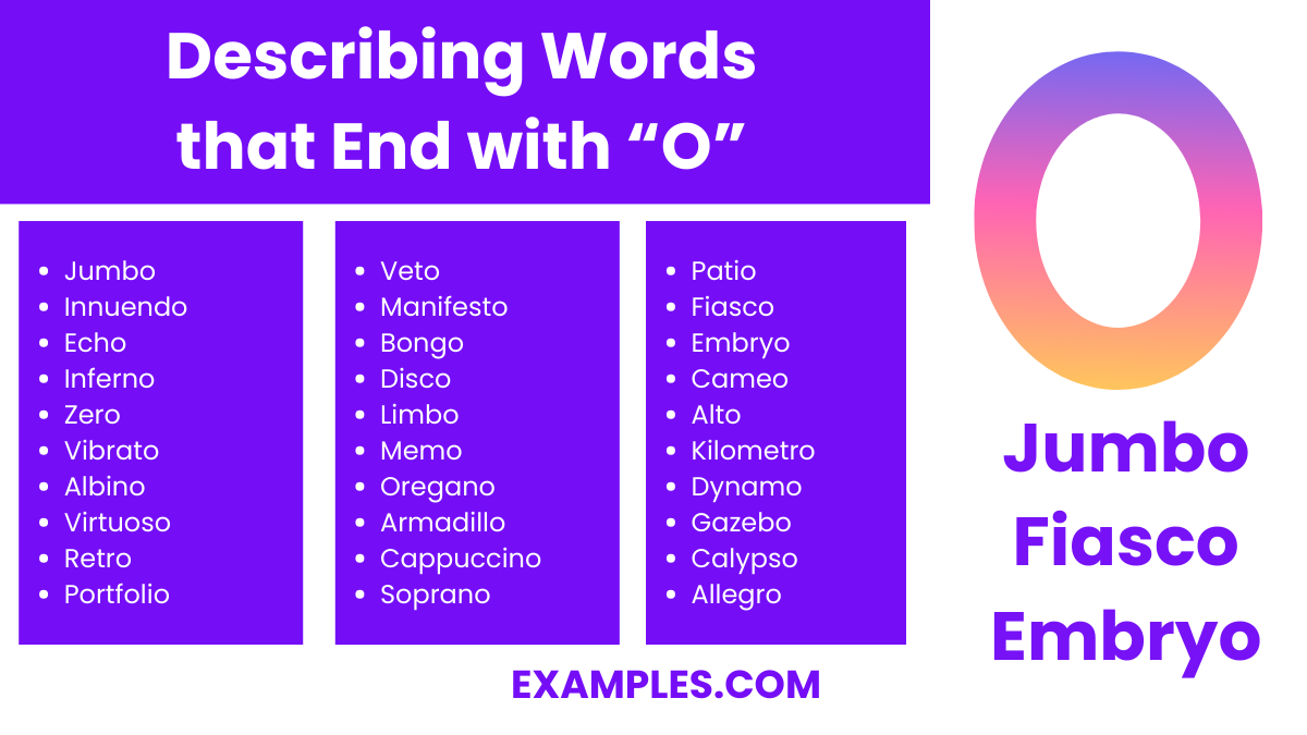 describing words that end with o