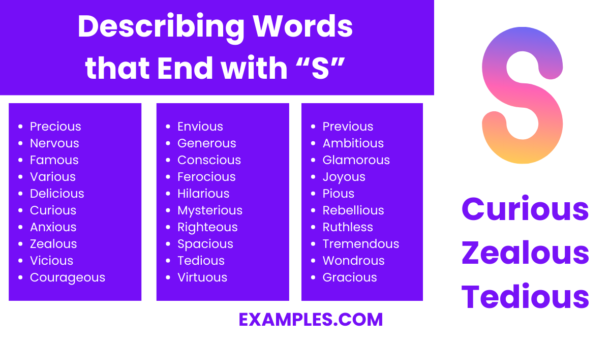 describing words that end with s