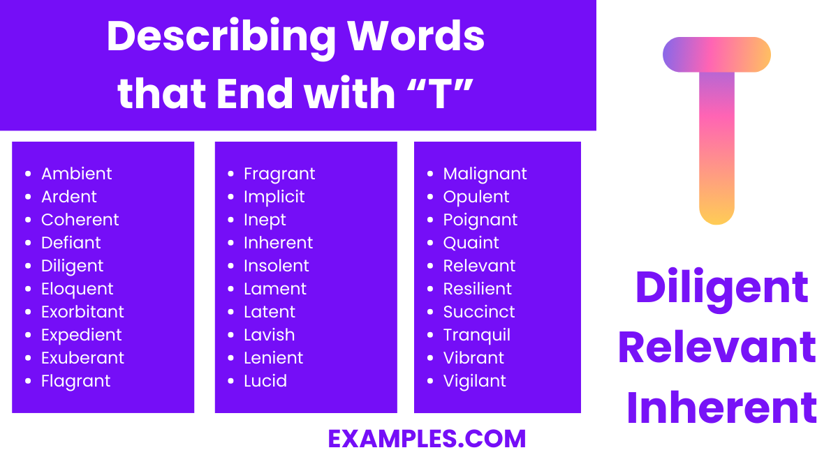 describing words that end with t