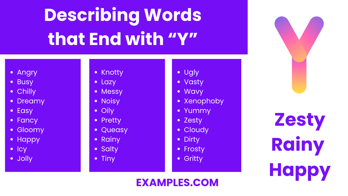 describing words that end with y