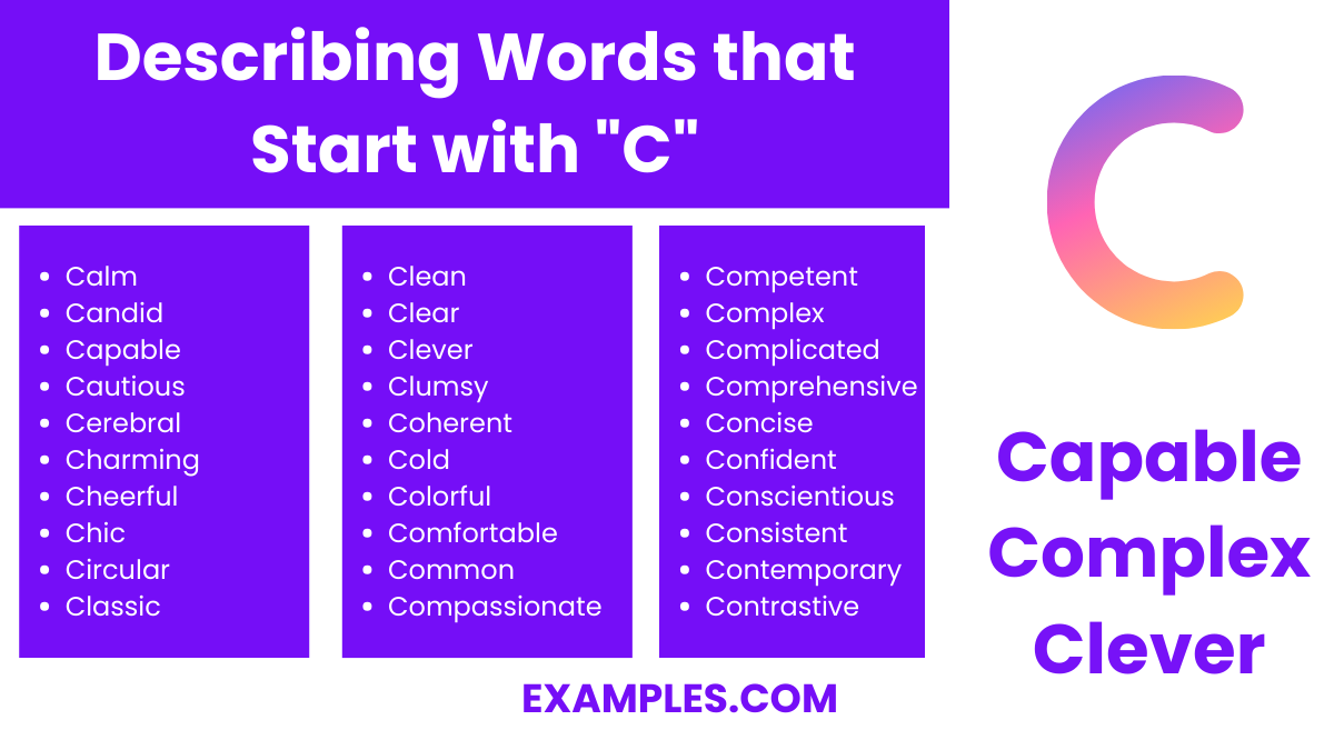 describing words that start with c