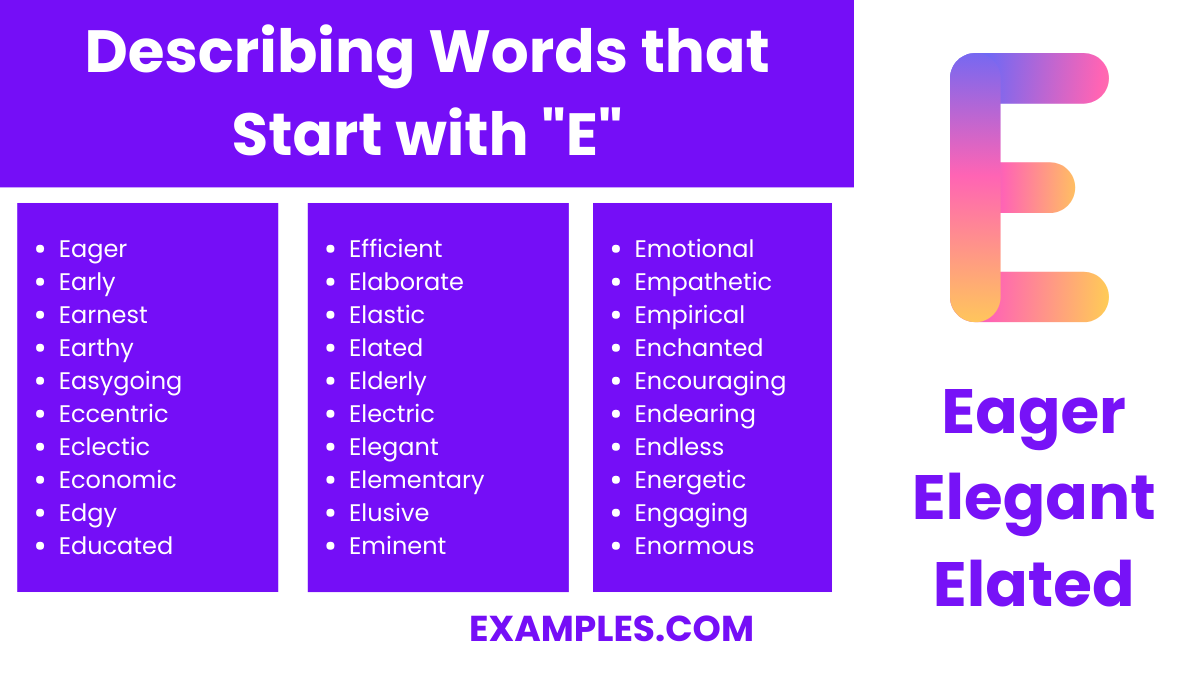 describing words that start with e