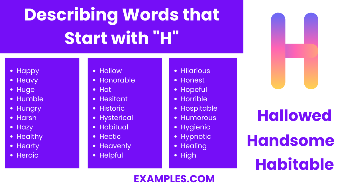 describing words that start with h