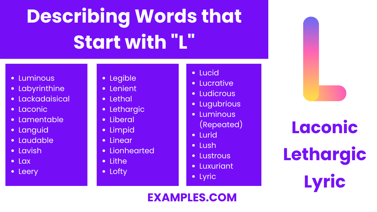 Words that Start with L - 450+ List, Meaning, PDF