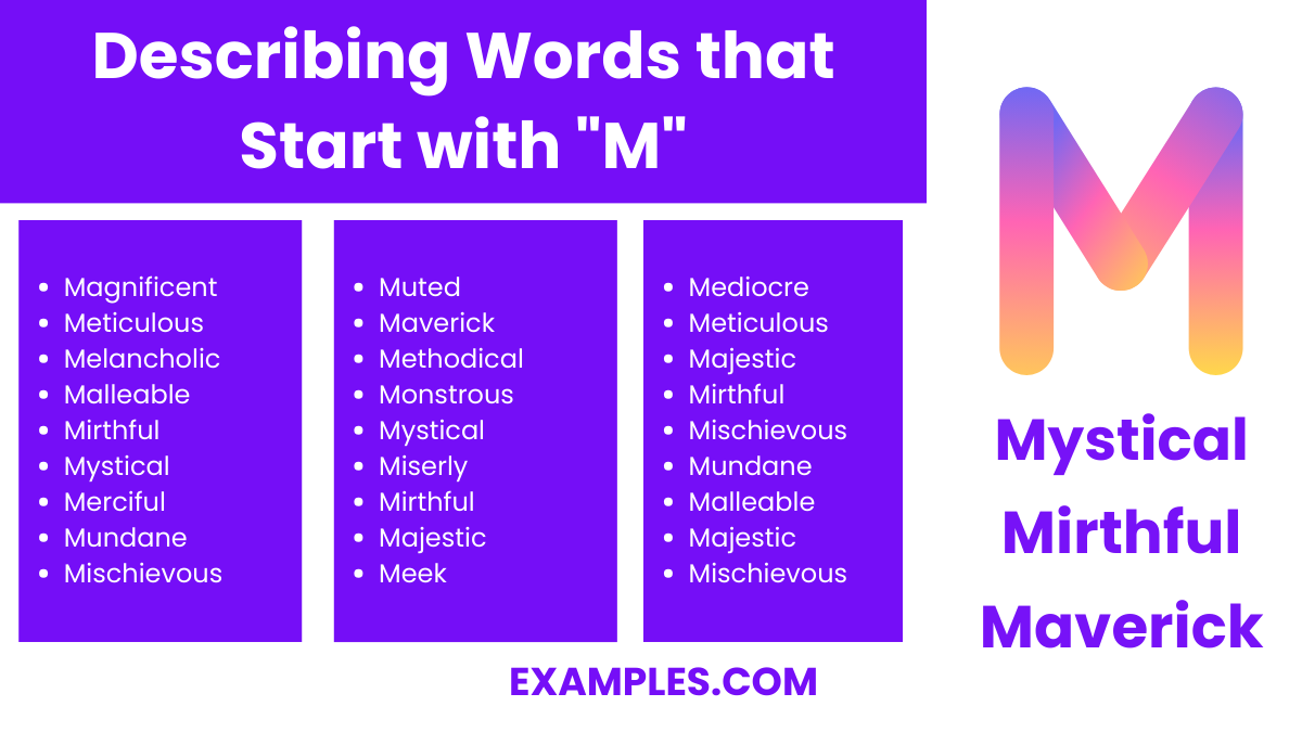 describing words that start with m