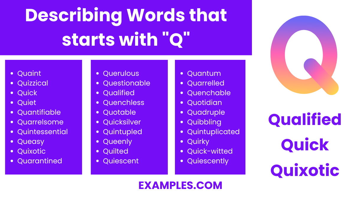describing words that start with q