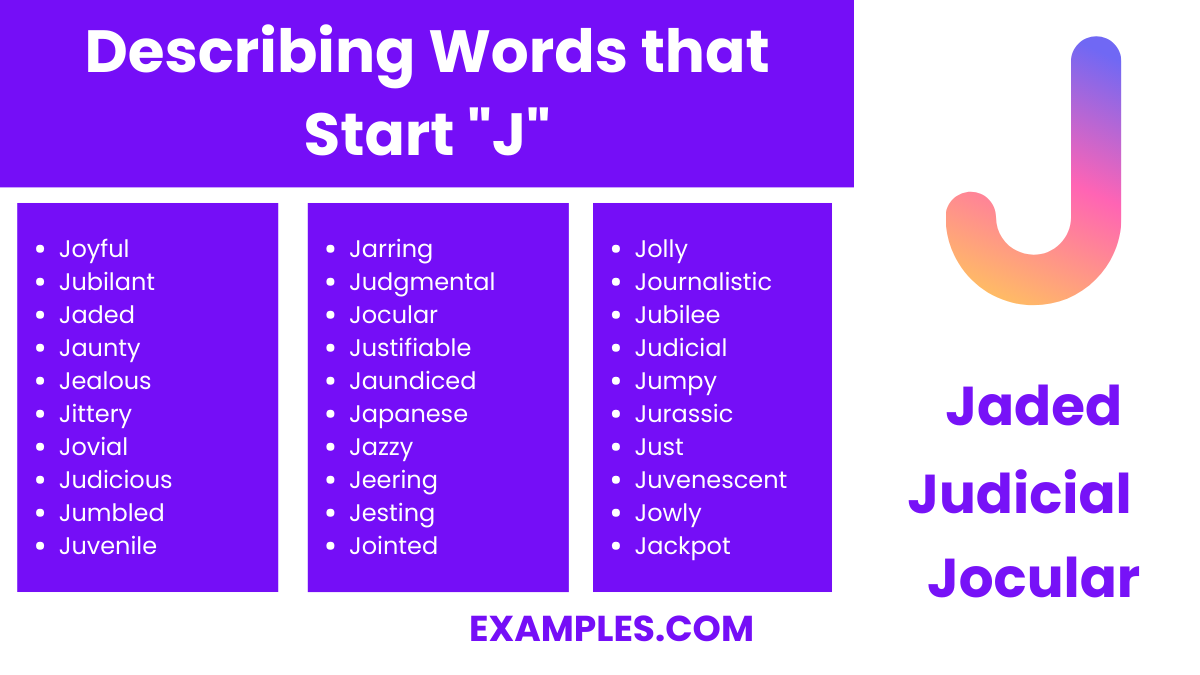 describing words that start with j