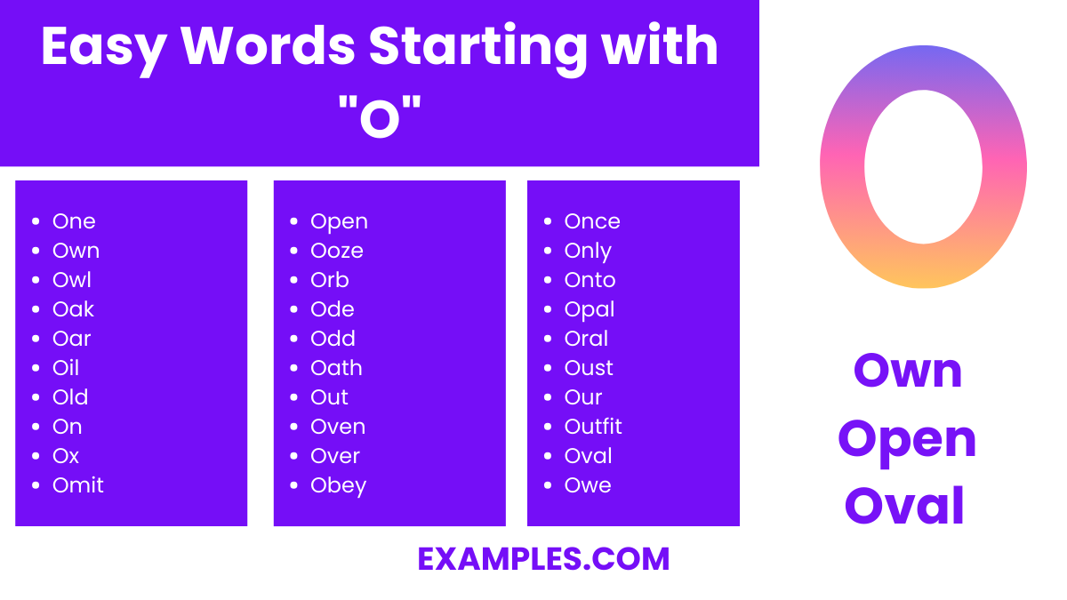 easy words starting with o
