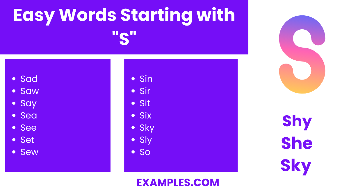 easy words starting with s