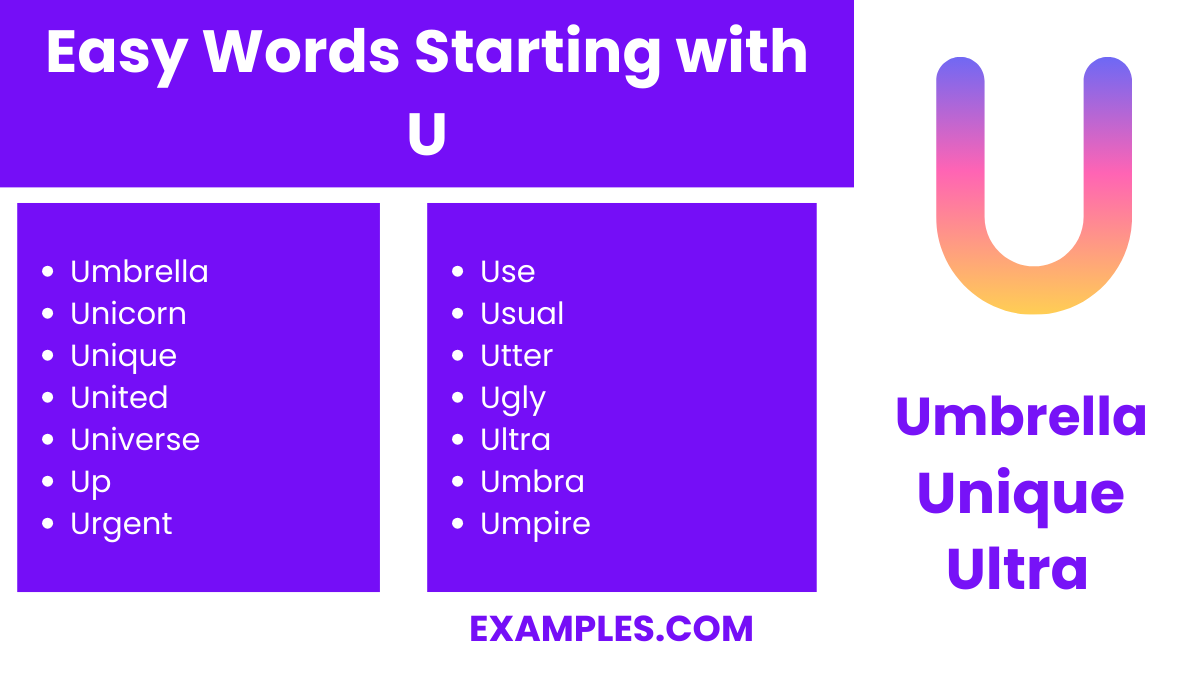 easy words starting with u